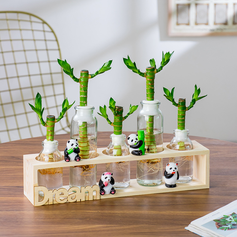 Green Potted Plants, Micro-Landscape, Pastoral Style, Office Interior, Home Decoration Ornaments, 4 Types of Panda Simulation