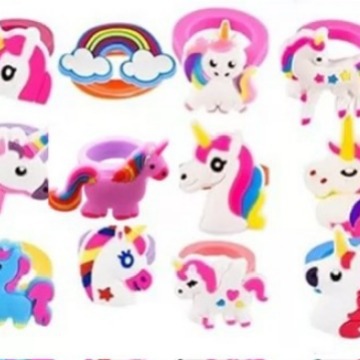 Creative cartoon European and American style unicorn ring PVC soft rubber children pony ring girl jewelry Amazon