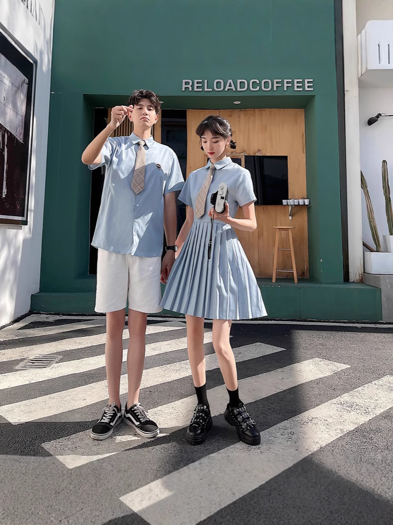 Graduation season sweethearts outfit new primary school junior high school students recite chorus shirt dress embroidery class uniform school uniform