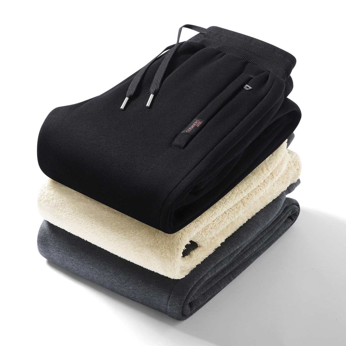 Autumn and Winter Fleece-Lined Sweatpants for Men, Loose Cotton Pants, Straight-Leg Casual Trousers, Autumn and Winter Sweatpants, Lamb Fleece Pants for Outdoor Wear