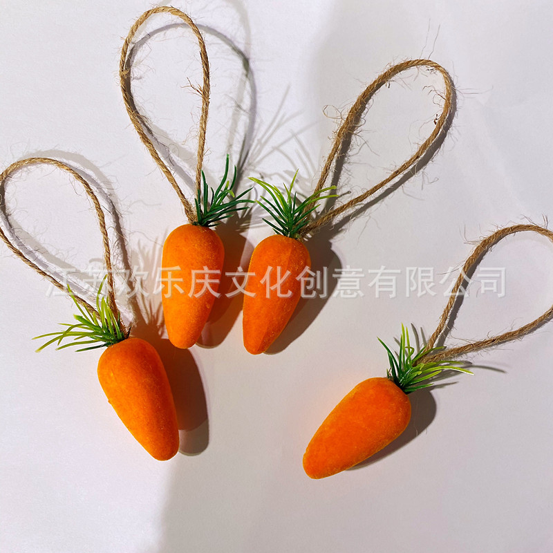 Cross-border New Easter Carrot Easter Decorations Flocking Carrot Easter Bunny Turnip