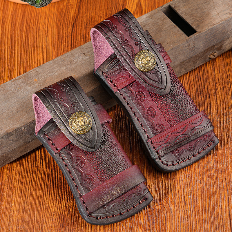 Кожаный чехол для ножа первого слоя для складного ножа вегетарианская обработка резьба чехол для ножа