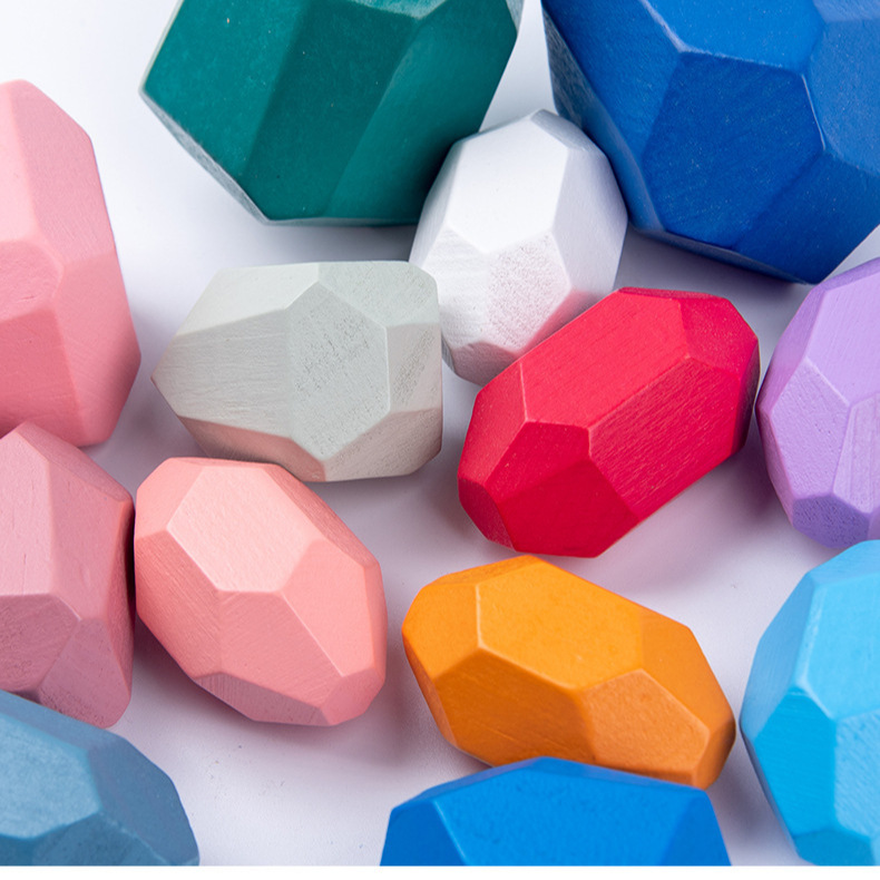 Rainbow Stacking Stone Educational Colorful Building Blocks Jenga Toy Ornaments Construction Patience Training Boys and Girls Stone Mix