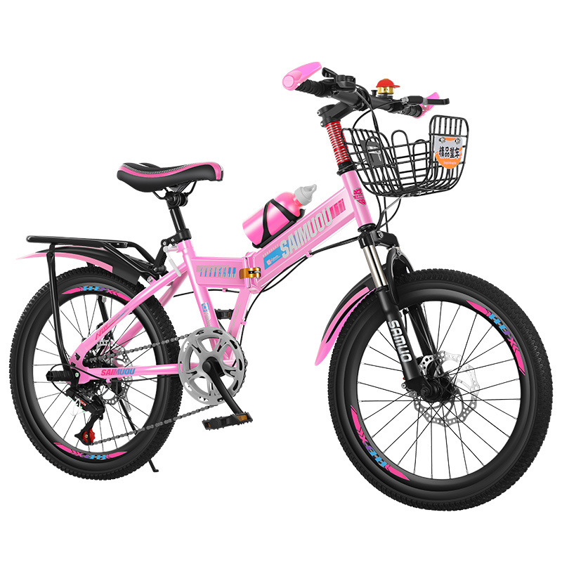 Folding Bicycle Mountain Bike 18-20- 22-24inch Shock-Absorbing Disc Brake Variable Speed Bicycle for Men and Women, Primary and Secondary School Students