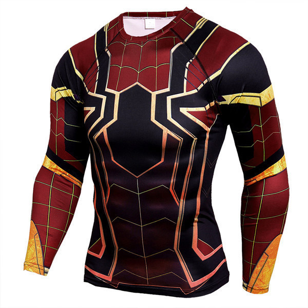 Cross-Border Summer New Marvel Superhero Series 3D Digital Printing Men's T-Shirt Long-Sleeved Top