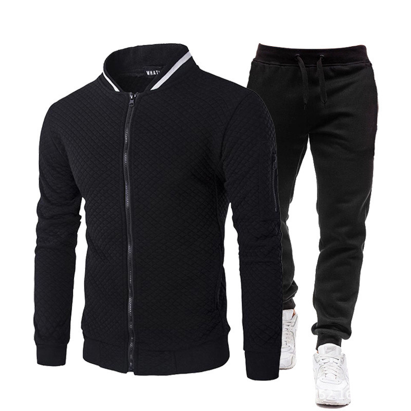 2025 Cross-Border New Autumn and Winter Men's Fashion Baseball Uniform Zipper Stand Collar Sweatshirt Solid Color Suit Casual Pants