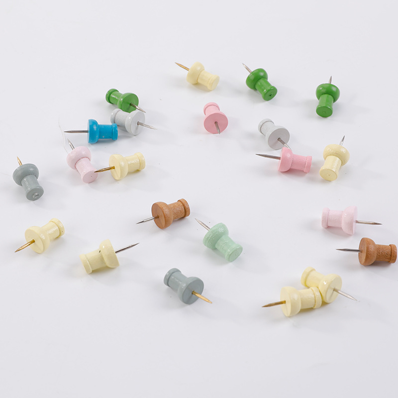 Solid Wood Color I-Nail Office Painting Art Supplies Log Felt Wall Cork Board Press Nail Wooden Pin