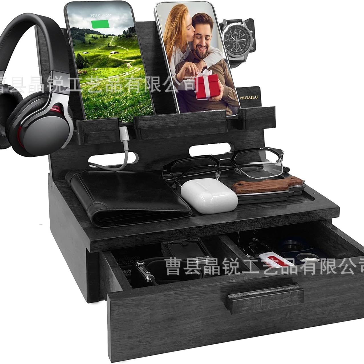 Деревянный настольный стеллаж для мелочей, подставка для мобильного телефона, простой органайзер