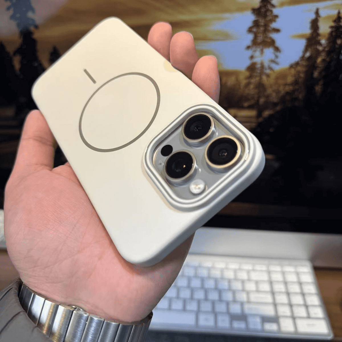 Cross-Border Suitable for Iphone17 Soft Thin Circle Magnetic Phone Case Apple 16Promax Frosted Skin-Friendly Protective Cover