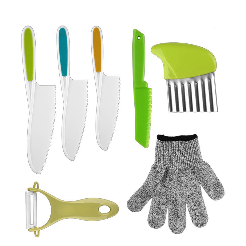 Seven-piece Children's vegetable cutting cake knife suit children's plastic knife fruit knife full set gift