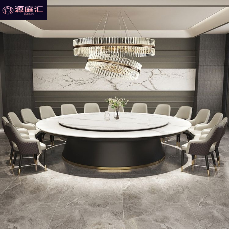 Dining Table Restaurant Hot Pot Turntable Induction Cooker Dining Table Slate Round Rotatable Turntable Table Furniture