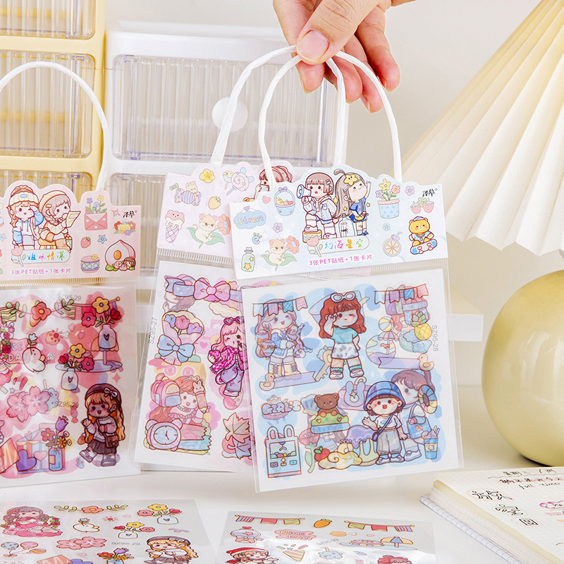 Internet Celebrity Ins Cartoon Handbook Sticker Children's Handmade Creative Small Gift Little Girl Gift Kindergarten Prize