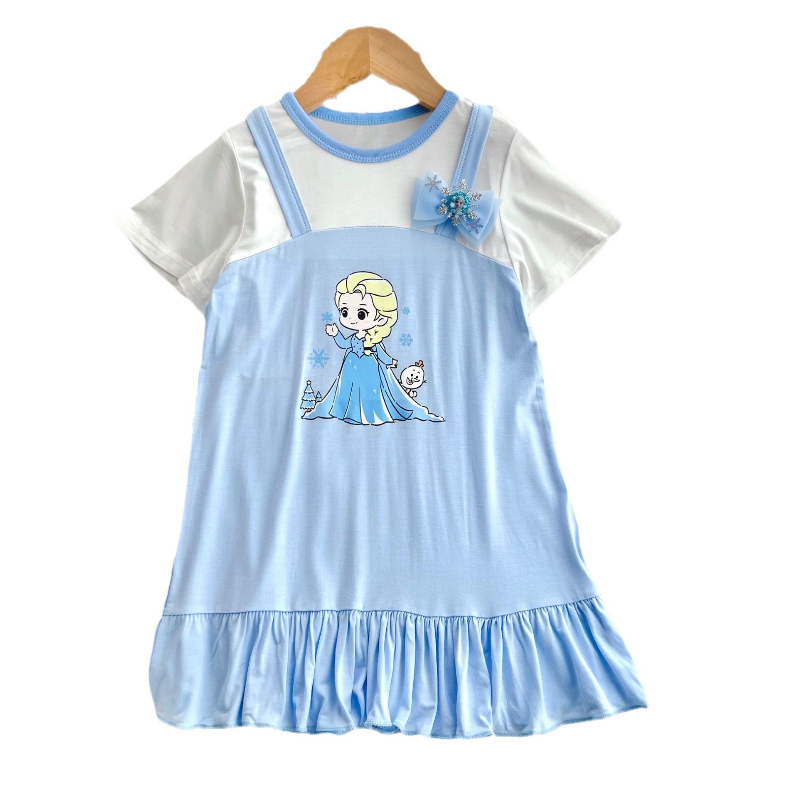 [Wormwood] 2024 new children's skirt nightdress girl's modal home soft dress cartoon cute hairpin
