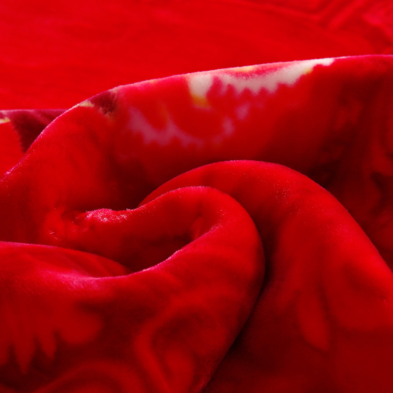 Blanket Wedding Accompanying Red Wedding Double Thickened 10 Jin Cloud Blanket Autumn and Winter Blanket Raschel Blanket Quilt