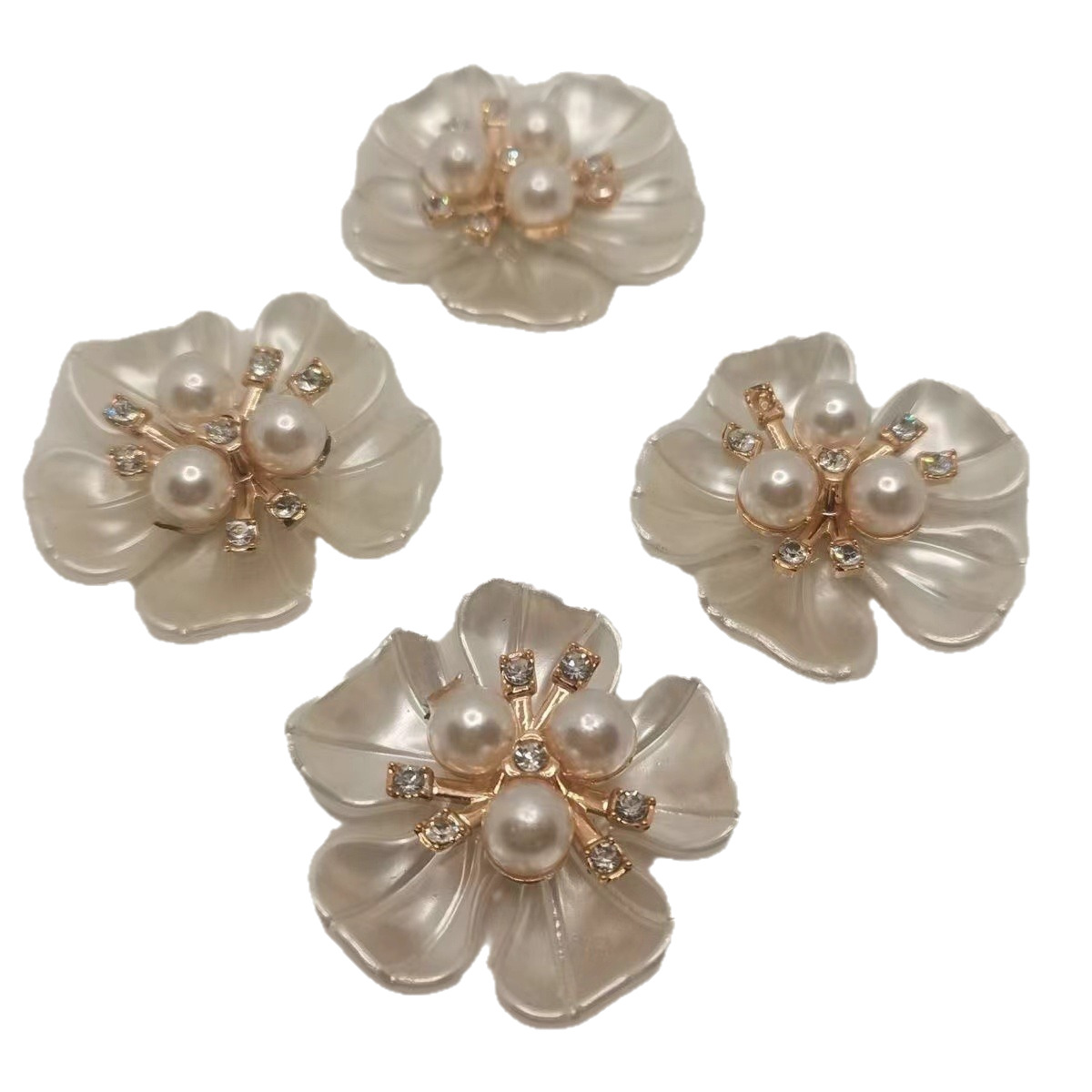 Five-petal Flower with Flower Heart Handmade DIY Material Plastic Flower with Stamen New Style Hair Accessories Popular Jewelry