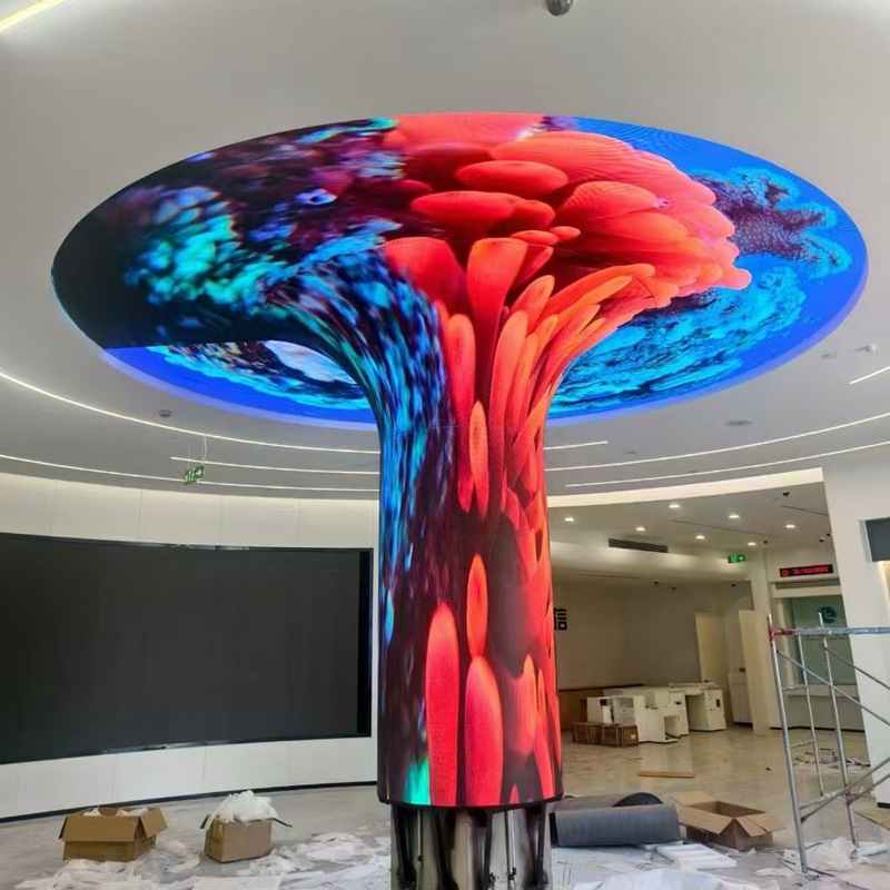 Led display ring pillar arc special-shaped surface double-sided p1.86p2.5p3 bar exhibition hall live flexible screen