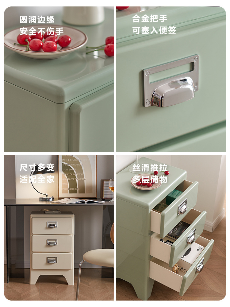 Bedside Table Small Plastic Abs Bedroom Storage Replacement Cream Style Kidsren's Drawer Cabinet Japanese Retro Cabinet