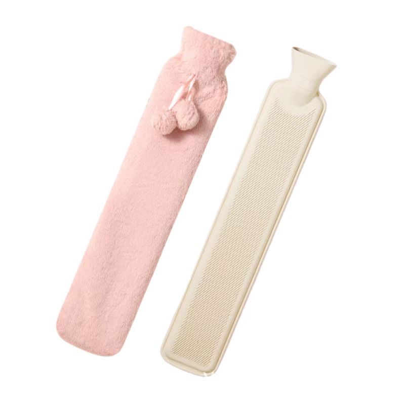 Long Hot Water Bottle with Waist Belt Liner, Bed Warmer, Foot Warmer, Water-Filled Hot Water Bag, Extended Rubber Water Injection Tool, Anti-Scalding