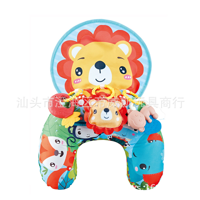 Cross-Border Baby Lying Pillow, Baby Head-Up Training Pillow, Learning Lying Pad, Exercise Pillow, U-Shaped Pillow, Rattle, Early Education Toy