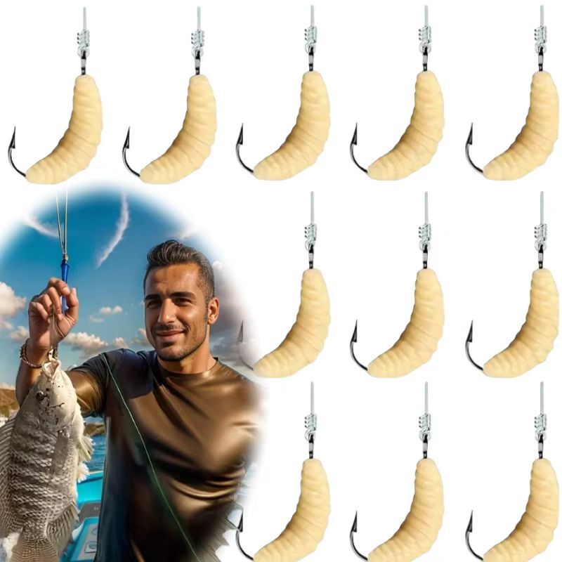 Luya Hook Silicone 2cm Bread Insect Bionic Maggot Worm Soft Bait Horse Mouth White Strip Carp Crucian Bream