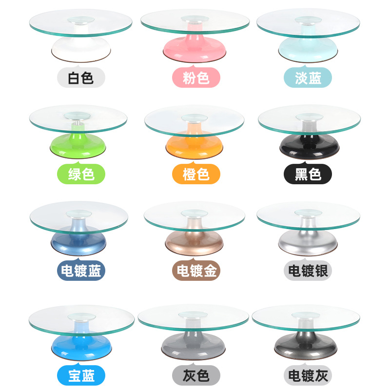 Tempered Glass Decorating Table Rotating Cake Baking Mold Tools Solid Non-slip Decorating Table Cake Turntable