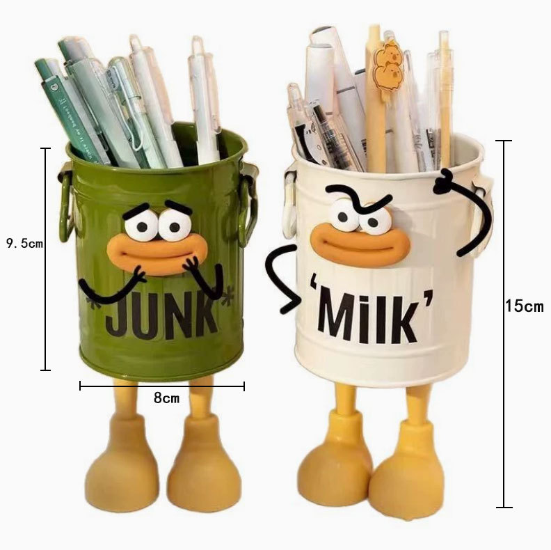 Ins High-Looking Cartoon Stylish Pen Holder Student Desktop Office Large Capacity Cute Simple Retro Storage Bucket
