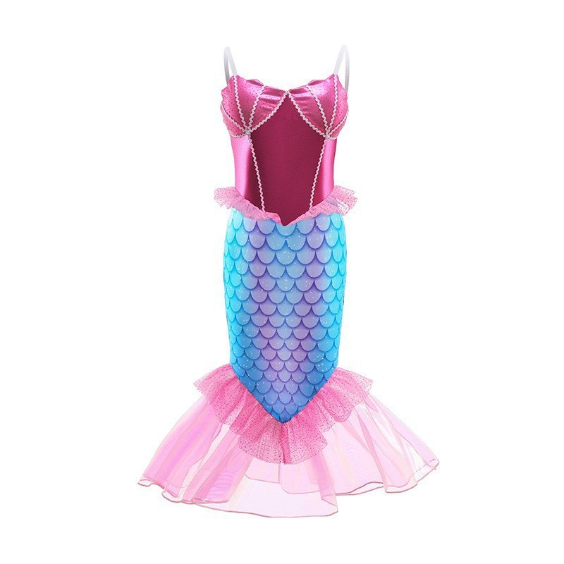 Cross-border Foreign Trade Children's Western Style Sleeveless Princess Dress Fishtail Dress Girls Mermaid Small Flying Sleeve Sequin dress