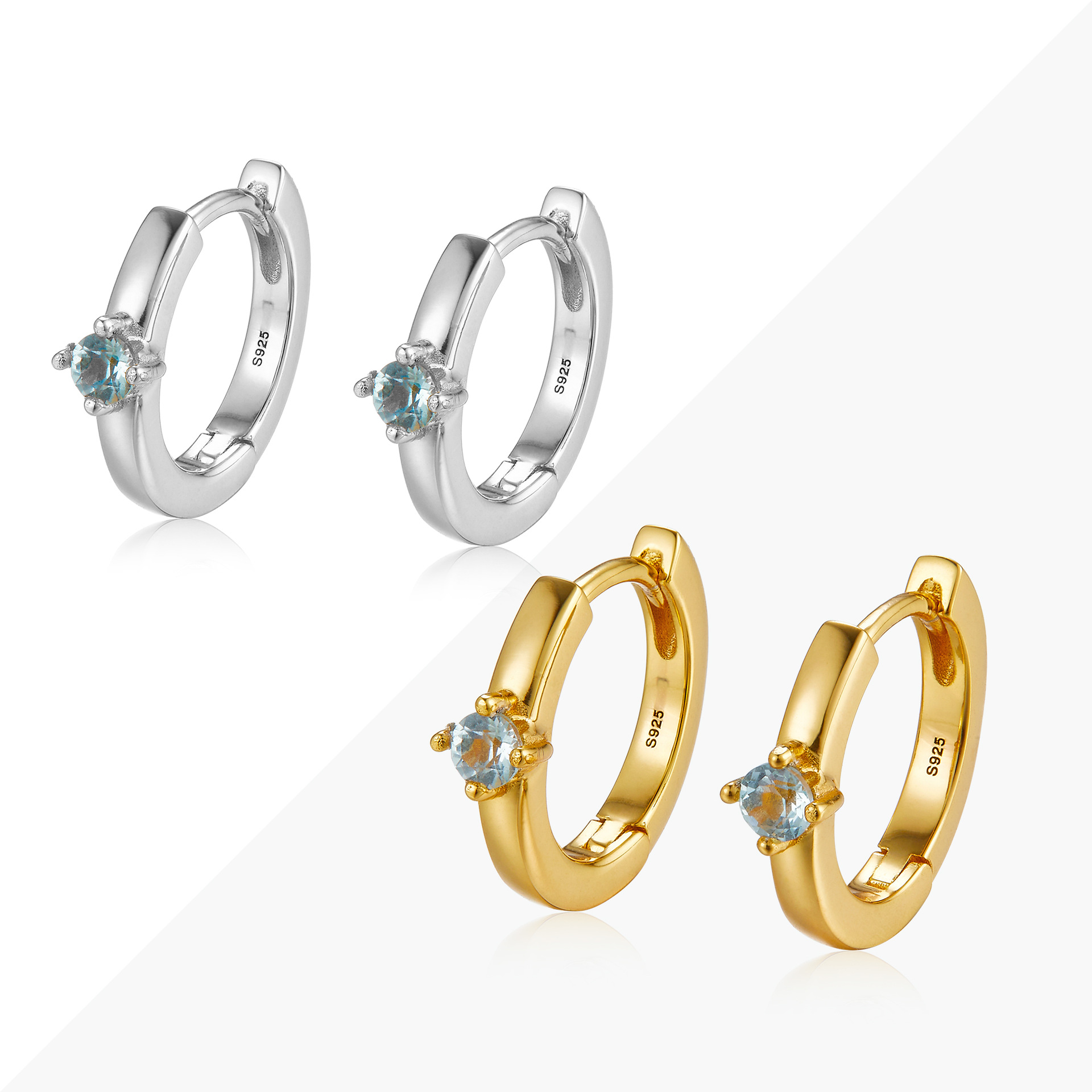 ● Korean Horse Print Heart ● S925 Silver Topaz Earrings, Simple Women's Versatile Daily Niche Design Cross-Border Earrings