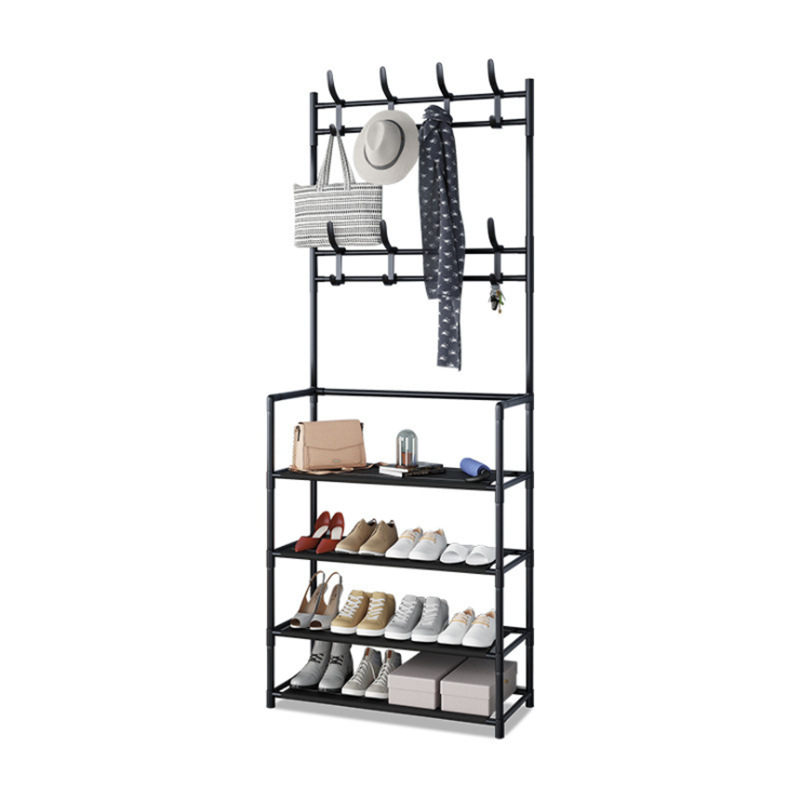 New Floor Shoes and Hats Rack Clothes Rack Integrated Combination Door Shoes Rack Coat Rack Hanger Household Shoes and Hats Rack