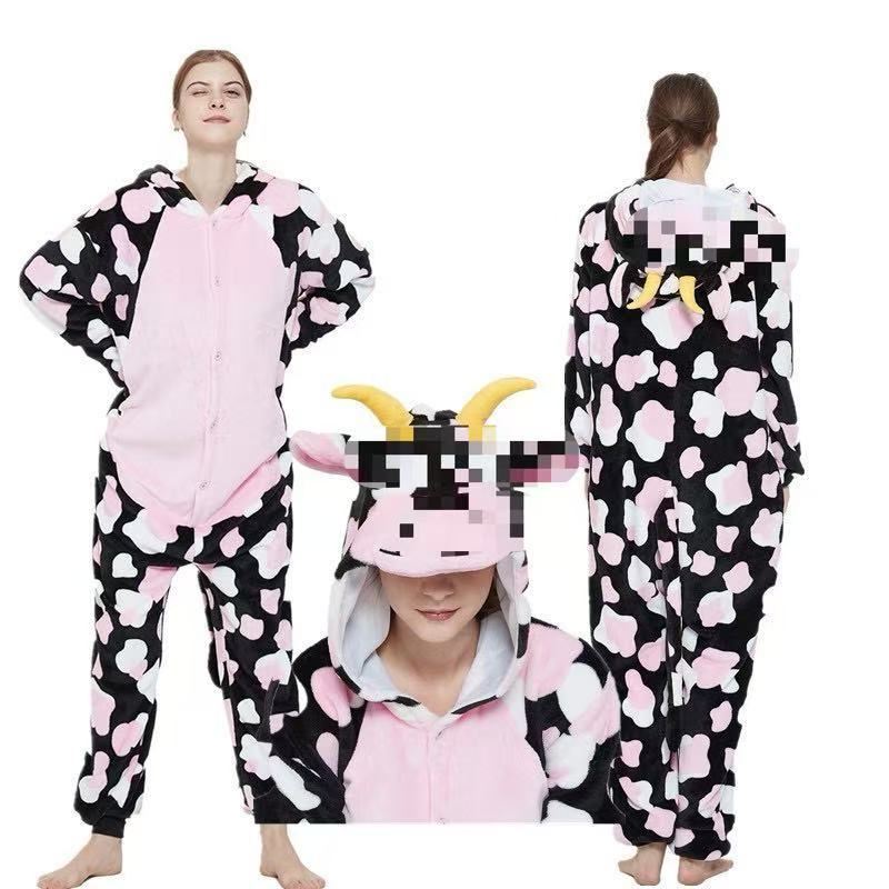 Cross-border New Halloween Flannel New Cow Cartoon Animal Pajamas Kuromi Home Clothes Mixed Batch