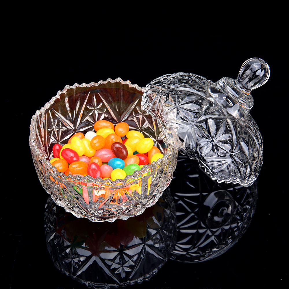 Transparent Candy Cup with Lid, Diamond Candy Jar, Wavy Edge Storage Jar, Sugar Cup, Small Diamond Candy Cup