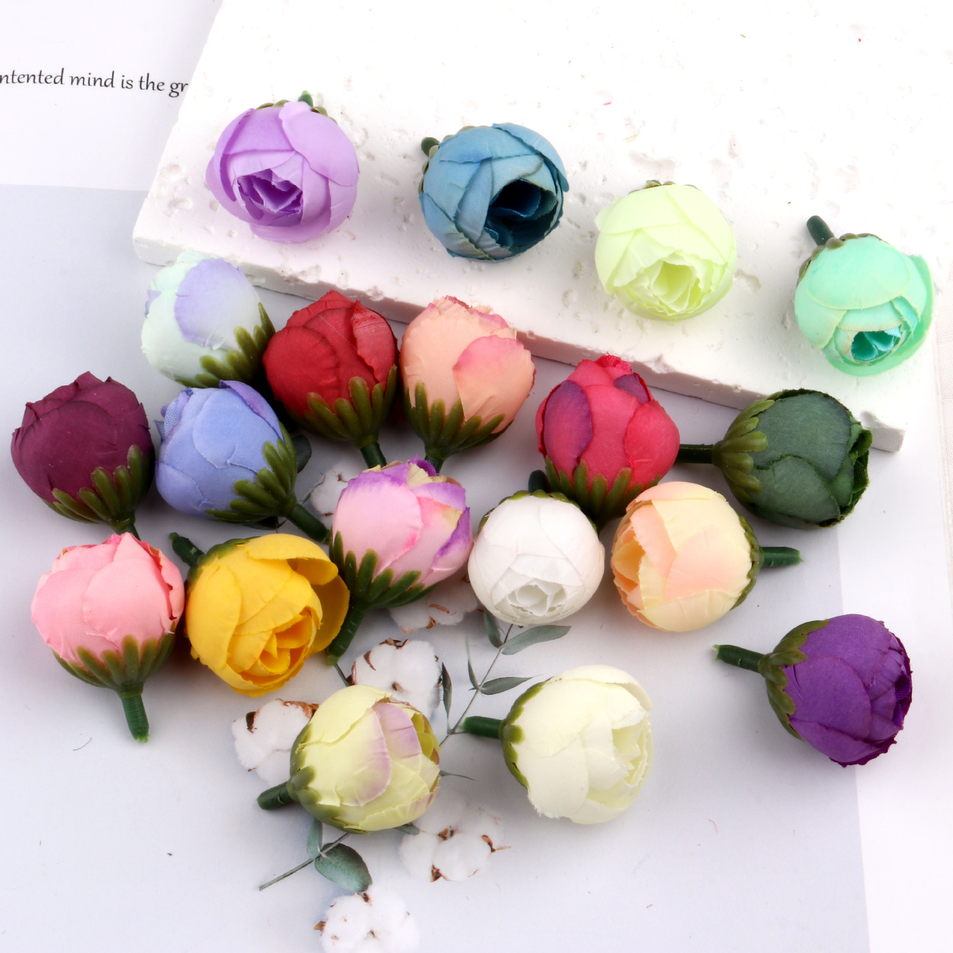 Simulated Rose Bud DIY Production Flower Small Q Rose Bud Flower Head Opera Tea Bud Corsage Wrist Flower Accessories