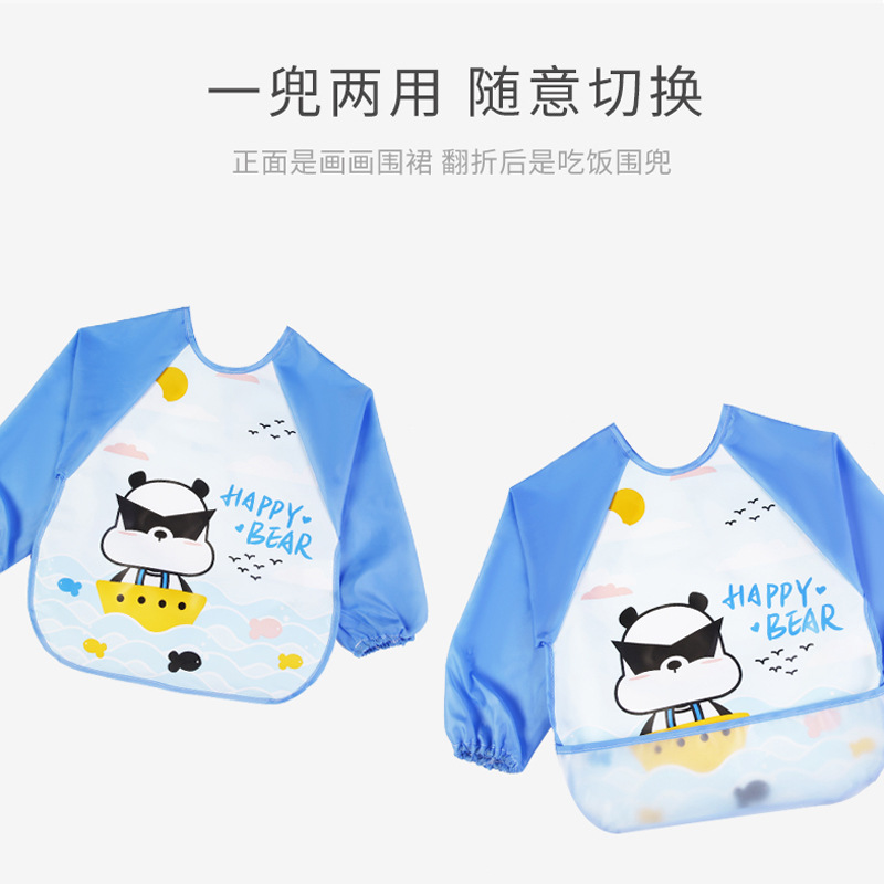 Baby eating coverall autumn boys and girls bib waterproof baby reverse dressing children painting apron protective clothing rice bib
