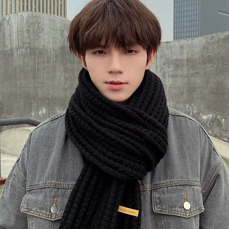 Girls' Scarf 2025 New Winter Warm Thick Knitted Scarf Fashionable Versatile Christmas Neck Warmer Double-Sided Scarf