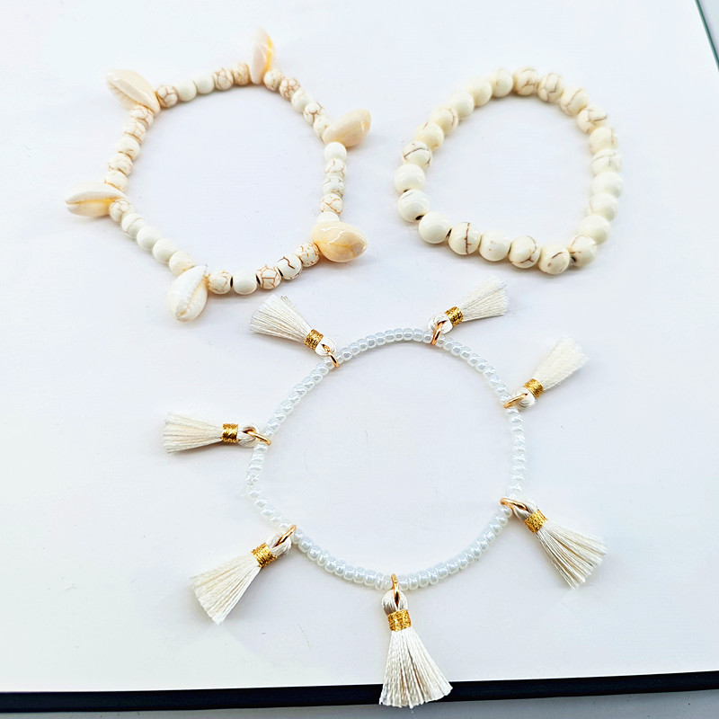 Cross-Border Hot Selling White Turquoise Imitation Pearl Tassel Shell Ocean Style Accessories Moana Clothing Accessories Children and Adults