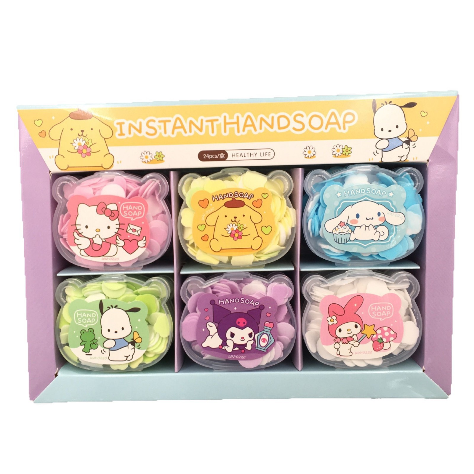 Cute Sanrio Bear Head Shaped Boxed Soap Flakes Kuromi Cinnamon Dog Melody Kt Portable Soap Flakes