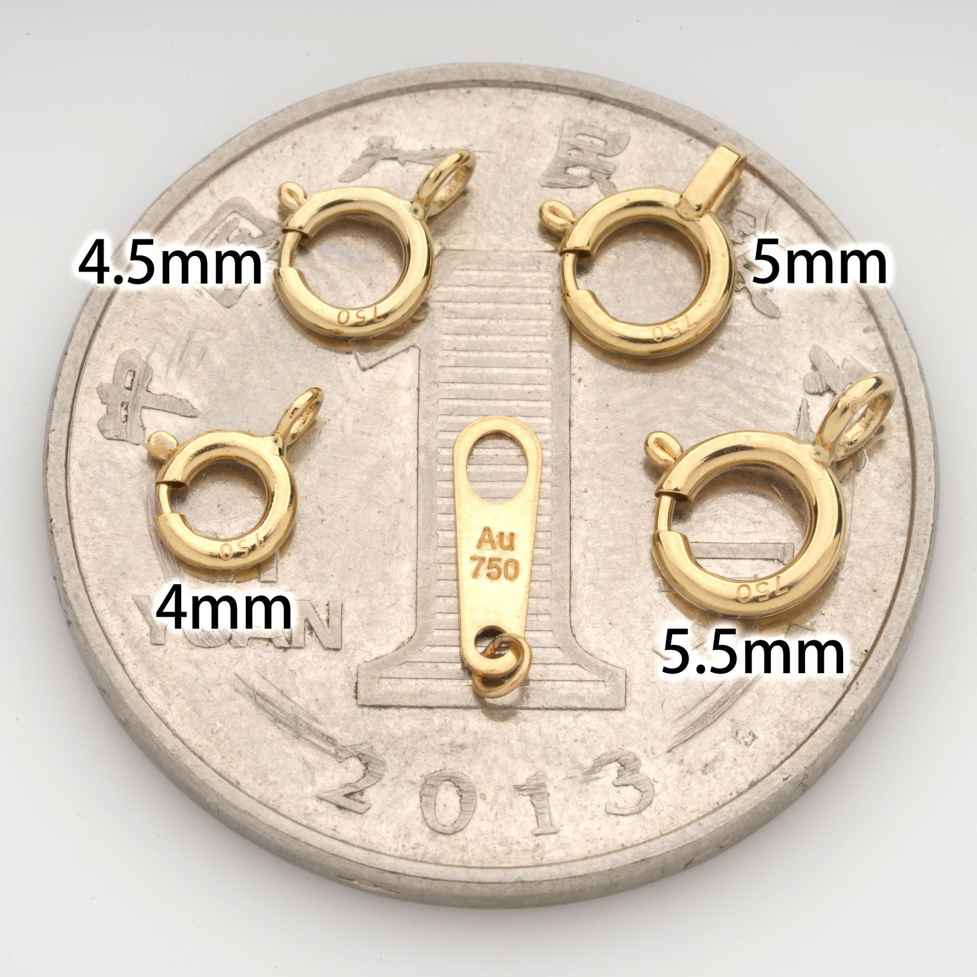 18K Gold Spring Buckle Japanese Piece Closed Ring Bracelet Necklace Buckle Accessories DIY Accessories Au750 Accessories Combination