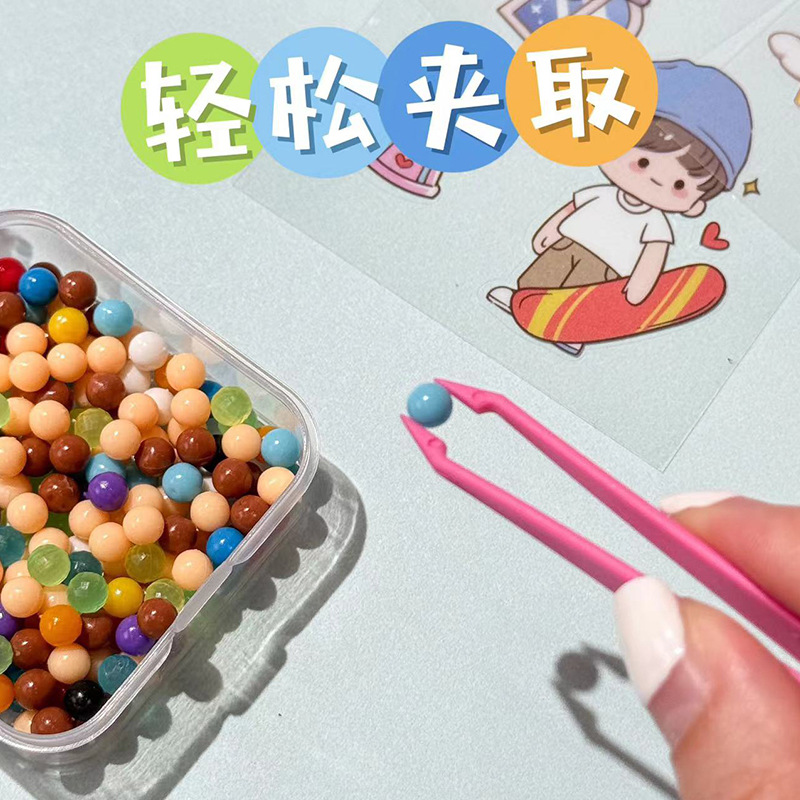 Children's DIY Hand Account Plastic Pointed Tweezers Macaroon Yellow Shovel Sticker Anti-warping Edge Special Tool for Students