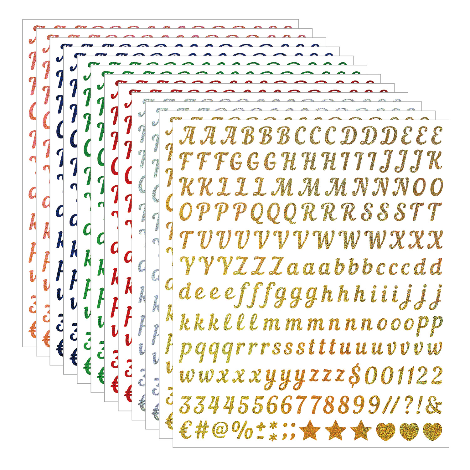 Стикеры с буквами 0.5 дюйма, золотые и серебряные, для украшения
