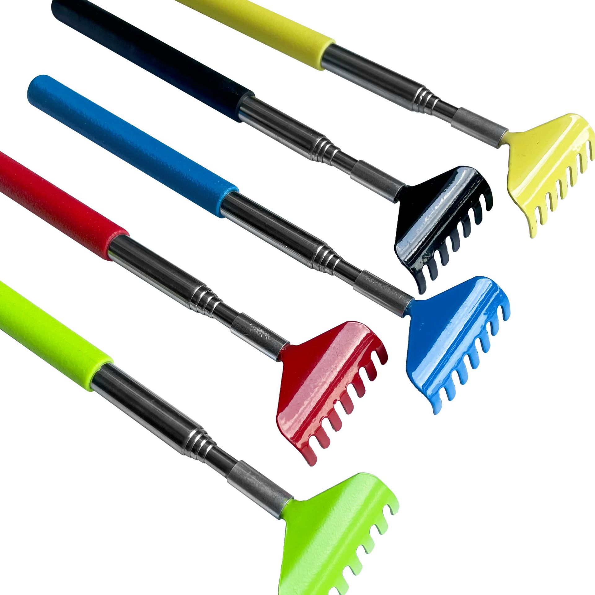 Colorful Seven-Tooth Stainless Steel Itch Scratching Retractable Portable Daily Use Without Asking for Old Man's Back Scratching Rake