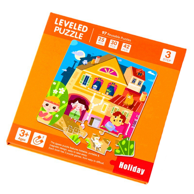 Three-in-one Children's Advanced Folding Magnetic Puzzle Book Clip-on Children's Educational Early Education Intelligence Magnetic Force