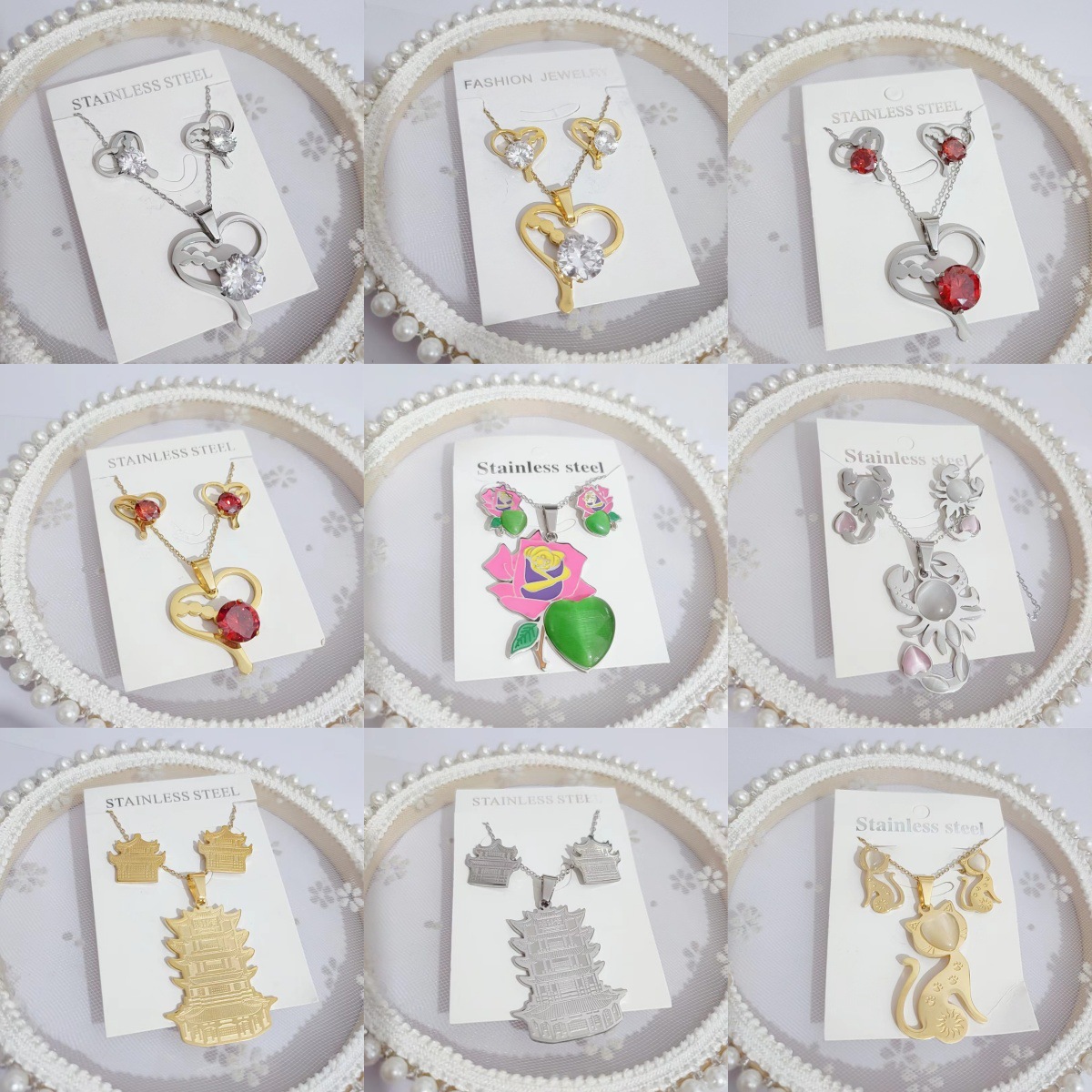 Набор украшений из титана: ожерелье и серьги, элегантный и модный стиль