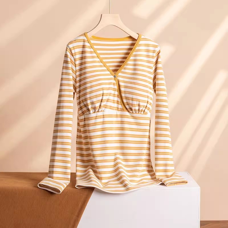 Autumn and winter new cotton large size confinement clothing maternity cross long sleeve top home clothing pajamas manufacturers