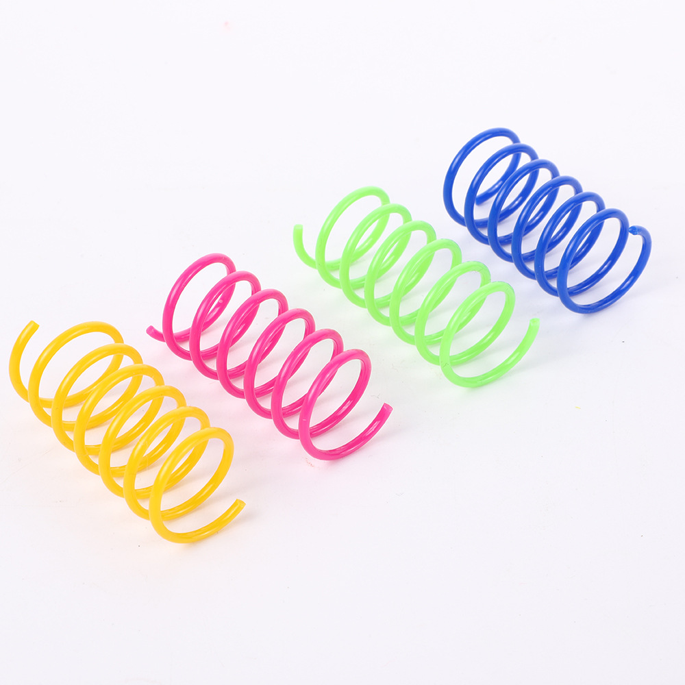 Cat Color Plastic Spring Cat Toy Beating Ball Interactive Pet Lazy Fun Cat Self-Hi Toy 4 Pack