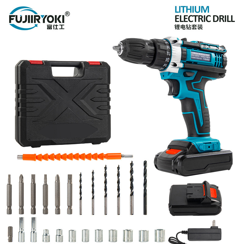 Multifunctional 21V rechargeable impact drill lithium battery cross-border electric gun drill electric screwdriver electric drill suit
