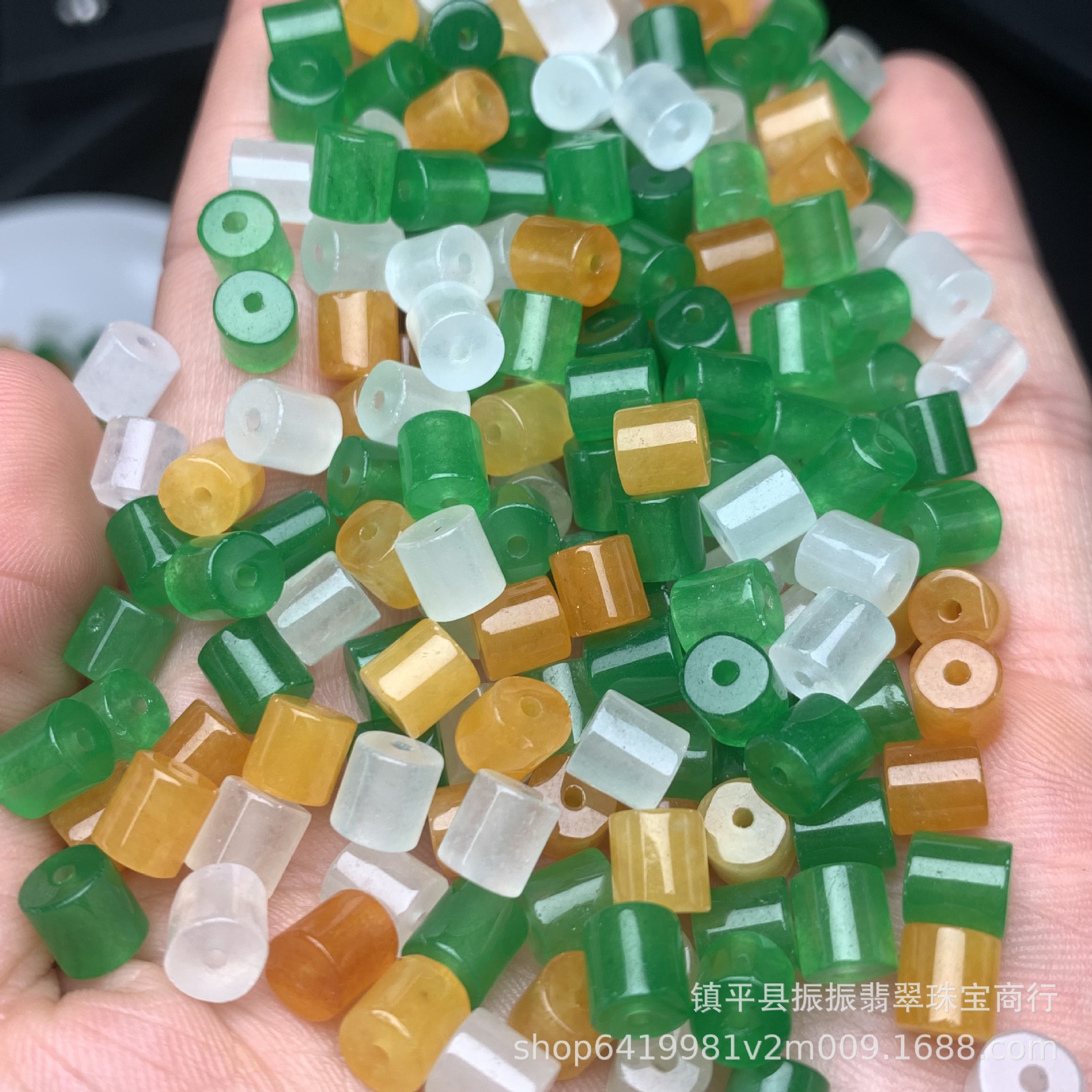 Jadeite Basha Mountain Jade Three Colors 6×6 Barrel Beads DIY Straight Bead Bracelet Necklace Jade Accessories Stone Jewelry Loose Beads Wholesale