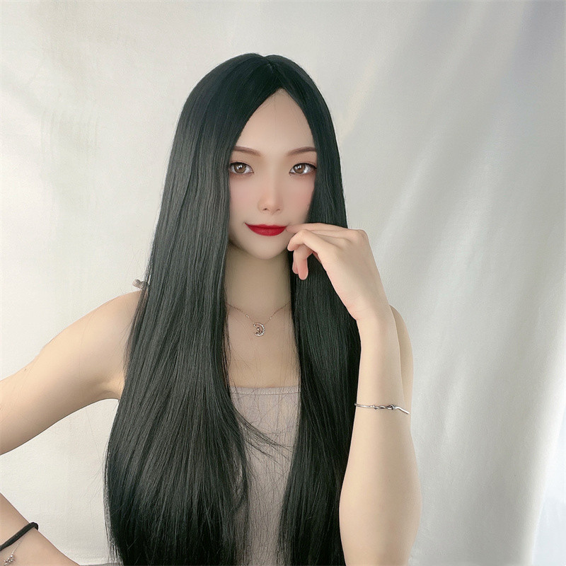 Long straight hair wig headgear ladies split bangs cross-border Europe and the United States export Amazon in stock wholesale a generation of hair