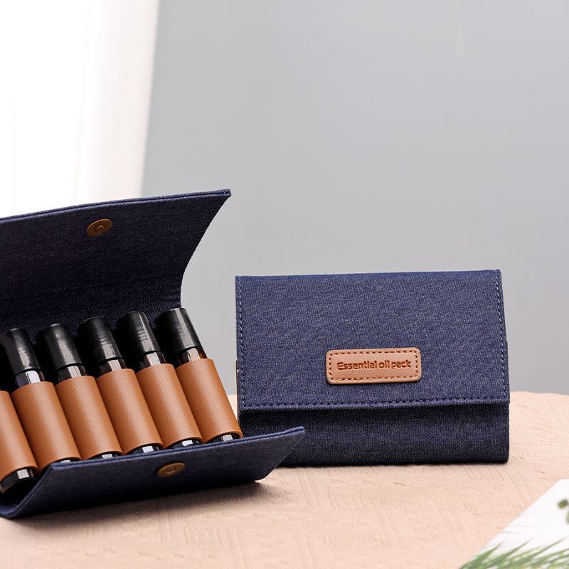 Roller ball bottle storage bag oil bottle storage vintage washing Denim roller ball bottle bag portable sub-bottling bag 10ML