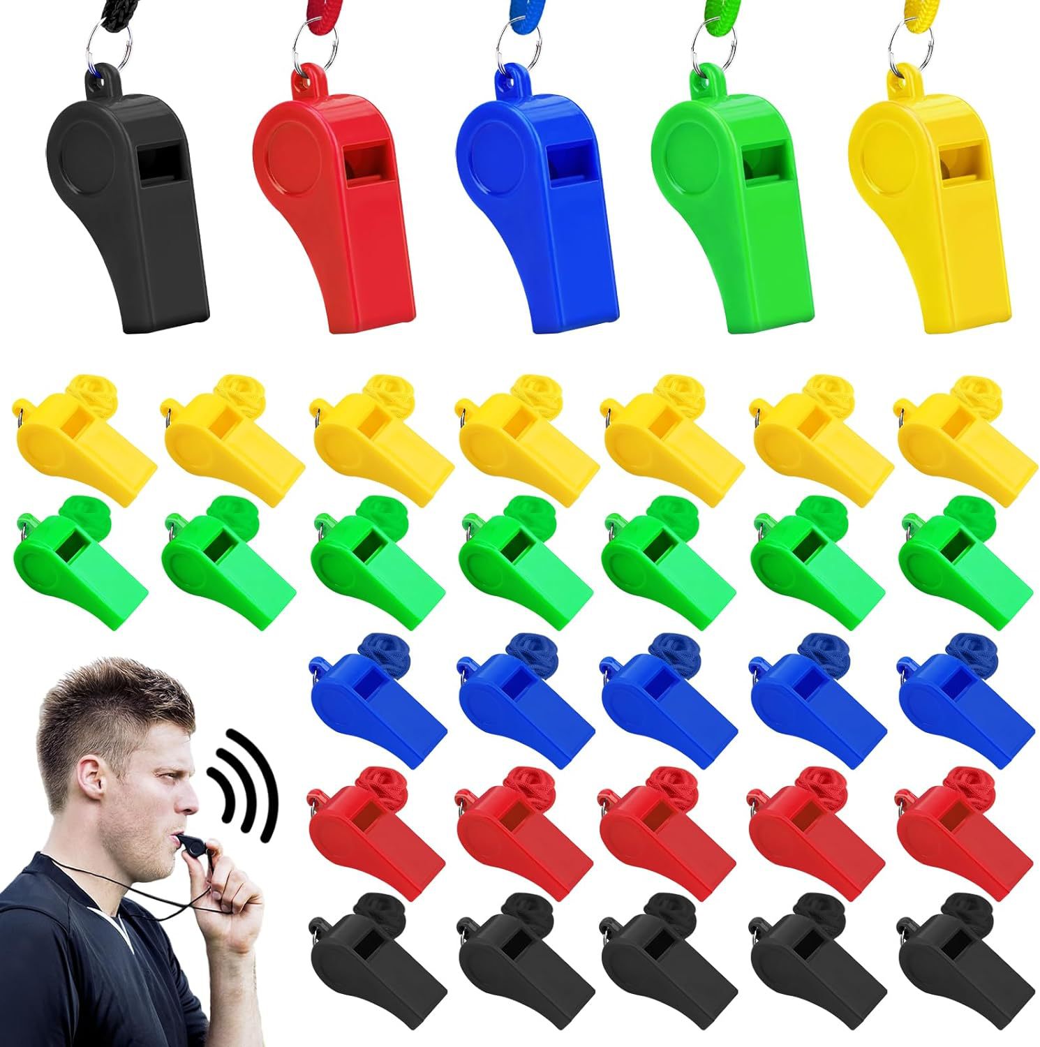 Wholesale Environmentally Friendly Abs Plastic Whistle Outdoor Survival Life-Saving Whistle Sports Training Referee 6-Character Whistle in Stock