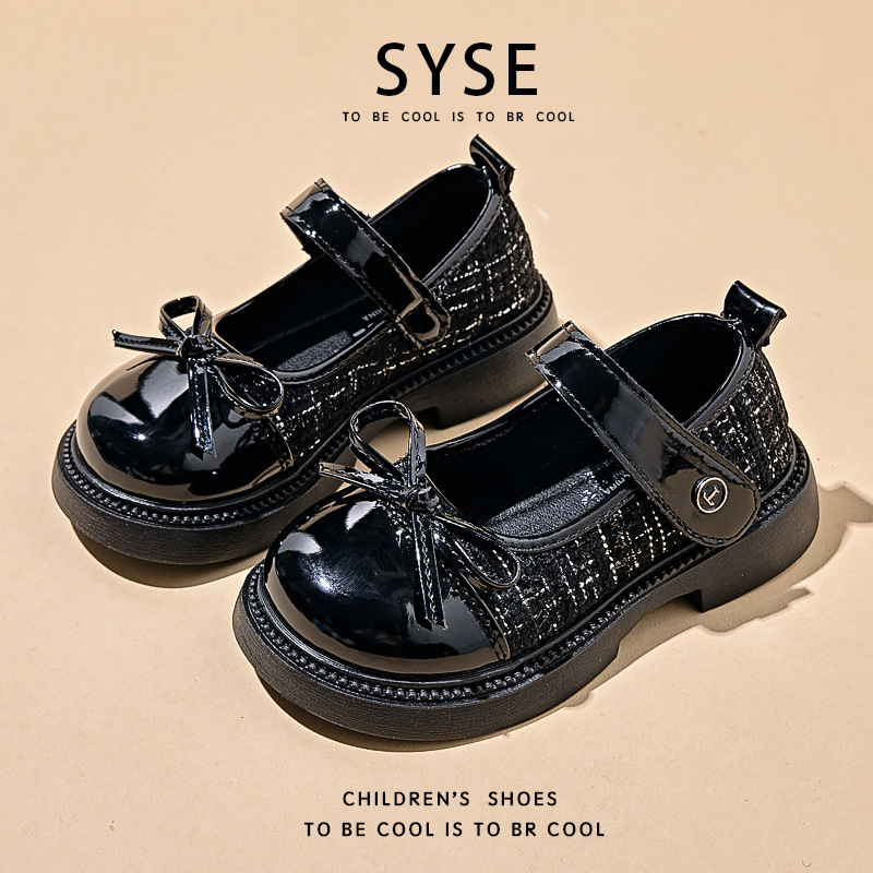 Girls Small Leather Shoes 2025 Spring and Autumn New Soft Sole Western Style Chanel Style Princess Shoes Simple Comfortable All-match Casual Shoes